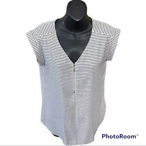 Express Black & White Striped Blouse Top sleeveless